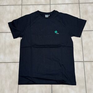 Dior Black Short-Sleeve Tee with Green Clover Motif Size Medium